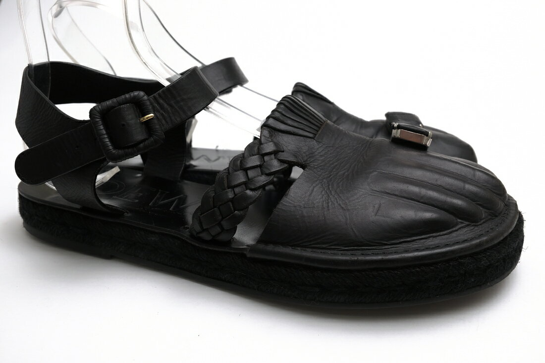LOEWE サンダル ロエベ 0010238020 Toe Ring Molded Feet Espadrille Sandals カーフレザー 牛革 ジュート 【中古】 2