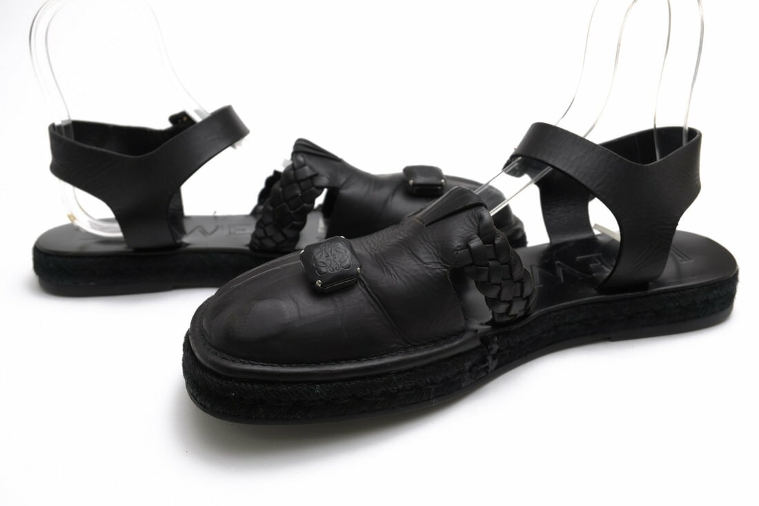 LOEWE サンダル ロエベ 0010238020 Toe Ring Molded Feet Espadrille Sandals カーフレザー 牛革 ジュート 【中古】 3