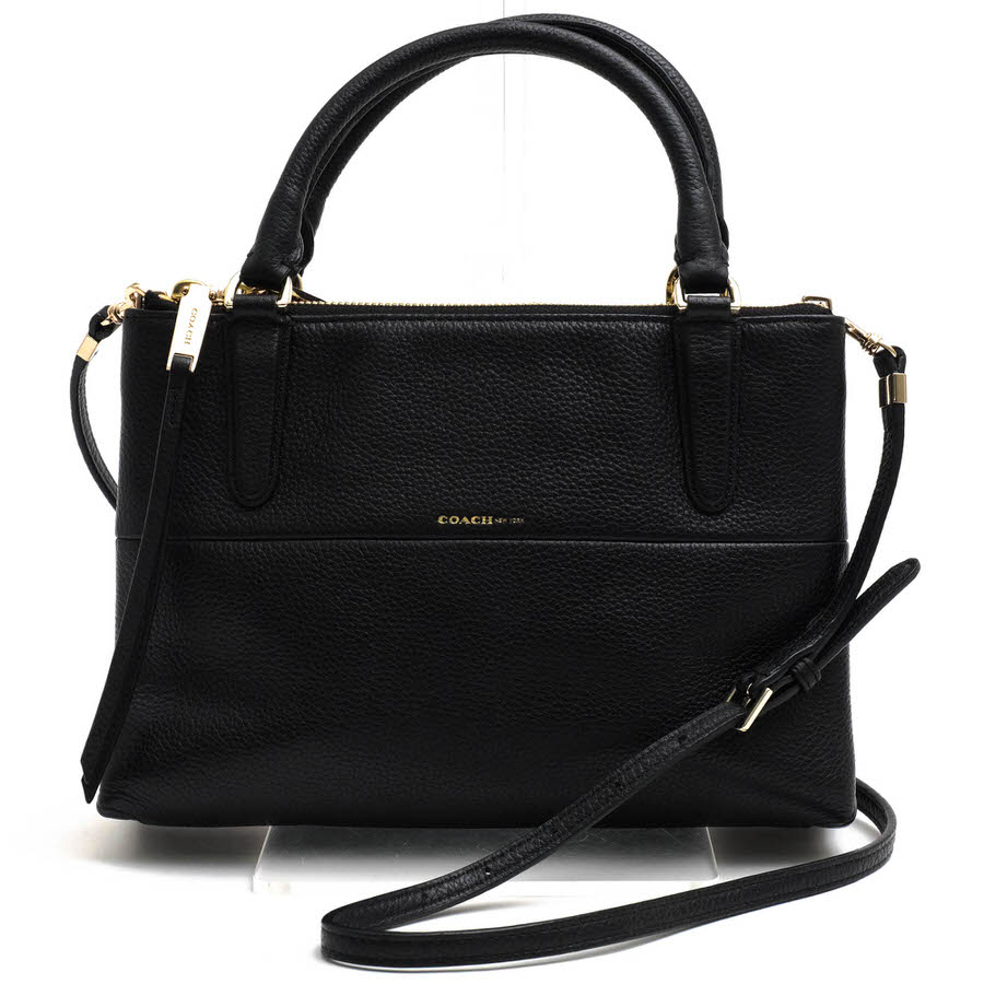 COACH ハンドバッグ コーチ 28163 The Mini Borough Bag In Pebble Leather ミニ ボロー ペブルドレザー 牛革 2WAY ショルダーバッグ シボ革 シュリンクレザー 【中古】