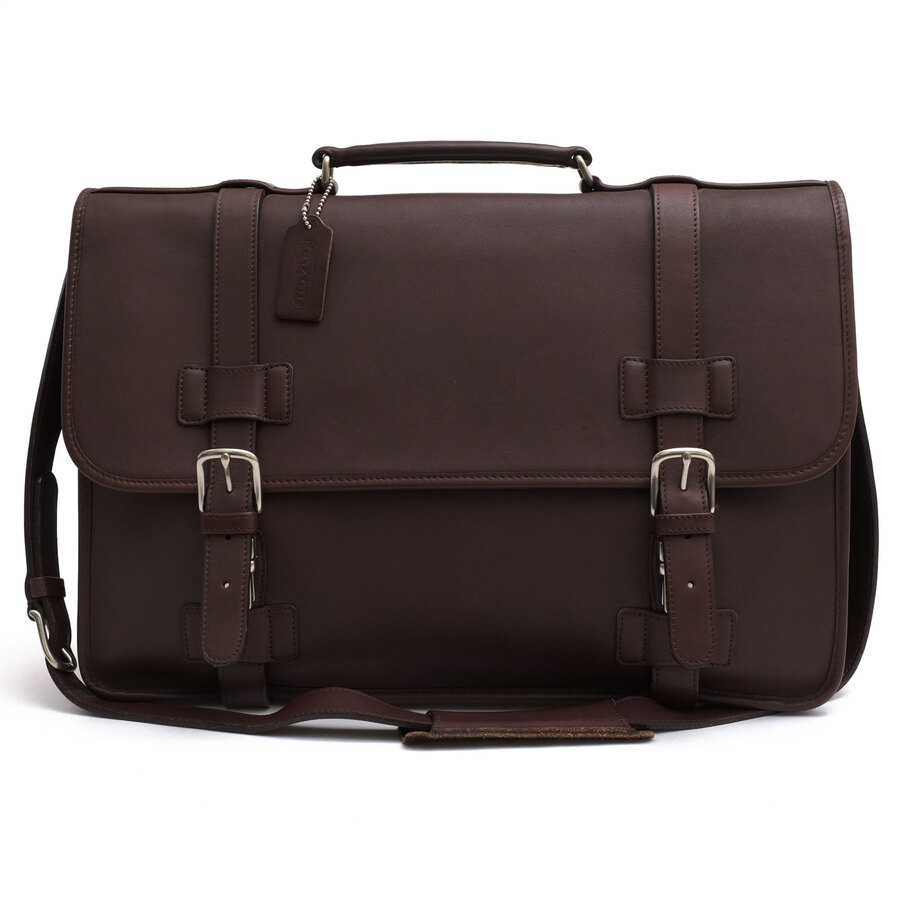 COACH ビジネスバッグ コーチ 5325 Madison Briefcase Attache Portfolio マディソン グラブタン カウハイドレザー フラップ式 2WAY ショルダーバッグ ノートPC収納可 