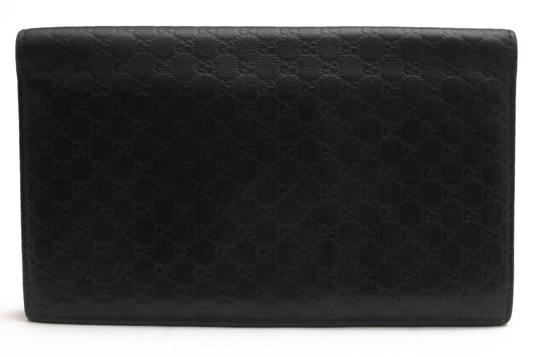 GUCCI 長財布 グッチ 32210-534041 カーフレザー 牛革 マイクログッチシマ GG柄 小銭入れなし 札入れ 二つ折り 【中古】