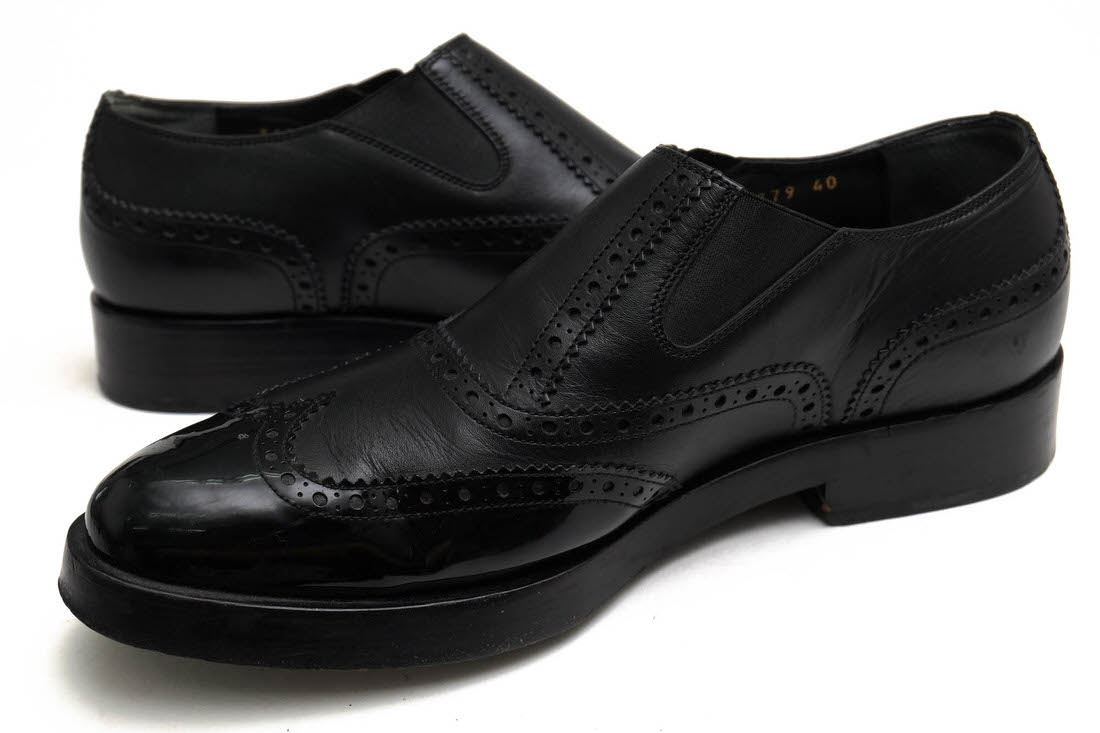 BALENCIAGA ビジネスシューズ バレンシアガ 341779 牛革 カーフ サイドエラスティック ウイングチップ スリッポン サイドゴア 【中古】