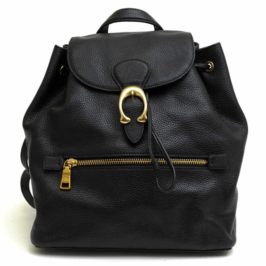 COACH リュック コーチ 68380 Evie Backpack ポリッシュドペブルレザー 牛革 巾着型 シボ革 シュリンクレザー 【中古】