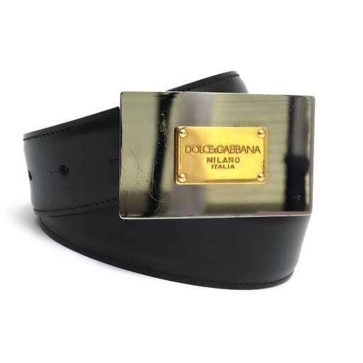 DOLCE&GABBANA ベルト ドルガバ BC2648 牛革 カーフ ロゴプレート 【中古】 DOLCE&GABBANA ベルト ドルガバ BC2648 牛革 カーフ ロゴプレート 【中古】