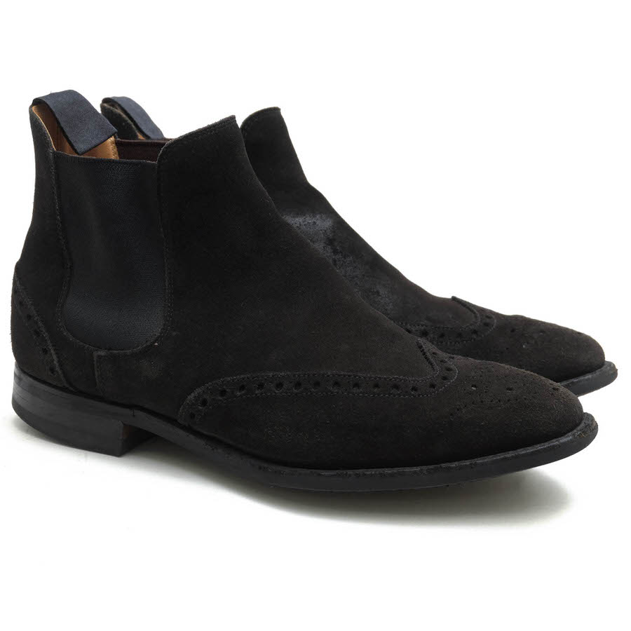ブランディングのCROCKETT＆JONES サイドゴアブーツ クロケット＆ジョーンズ NEWBURY バーニーズニューヨーク BARNEYS NEW YORK別注 牛革 シティーソール ウイングチップ グッドイヤーウェルト製法 【中古】｜アングル2