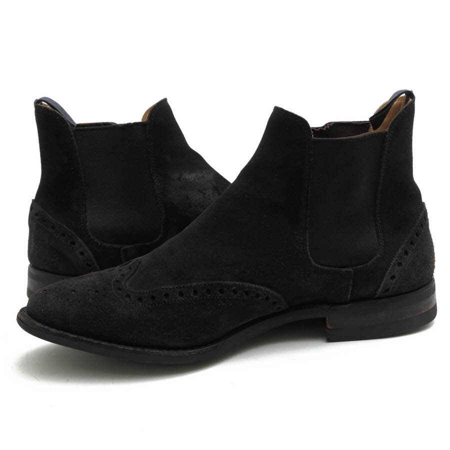 ブランディングのCROCKETT＆JONES サイドゴアブーツ クロケット＆ジョーンズ NEWBURY バーニーズニューヨーク BARNEYS NEW YORK別注 牛革 シティーソール ウイングチップ グッドイヤーウェルト製法 【中古】｜アングル3