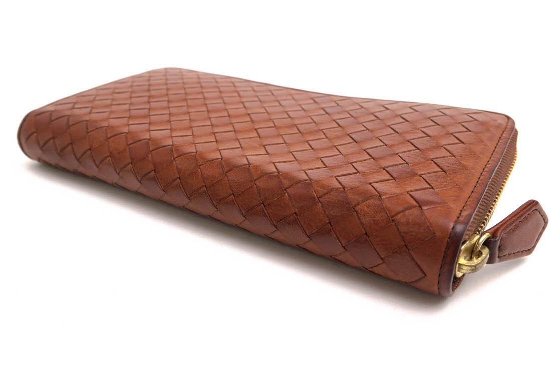 COCOMEISTER 長財布 ココマイスター Mattone Over The Wallet マットーネ オーバーザウォレット マットーネ ヌメ革 小銭入れあり メッシュ・イントレチャート ラウンドジップ ラウンドファスナー 【中古】