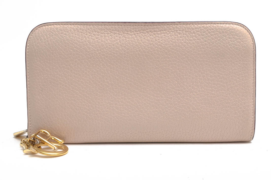 Christian Dior 長財布 クリスチャンディオール S02710TRL Diorissimo Voyageur Zip Long Wallet ディオリッシモ トリヨンレザー 牛革 小銭入れあり シボ革 シュリンクレザー ラウンドジップ ラウンドファスナー 【中古】