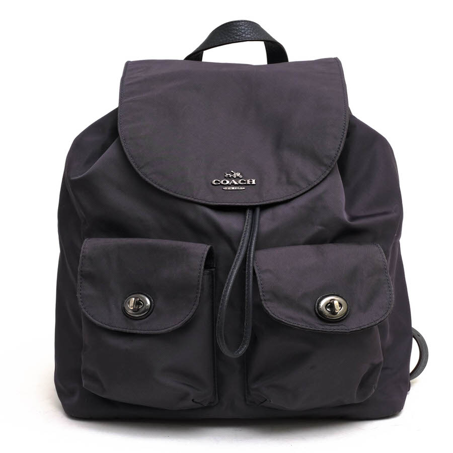 COACH リュック コーチ F58814 Billie Backpack in Charlie Nylon 一部牛革 巾着型 【中古】