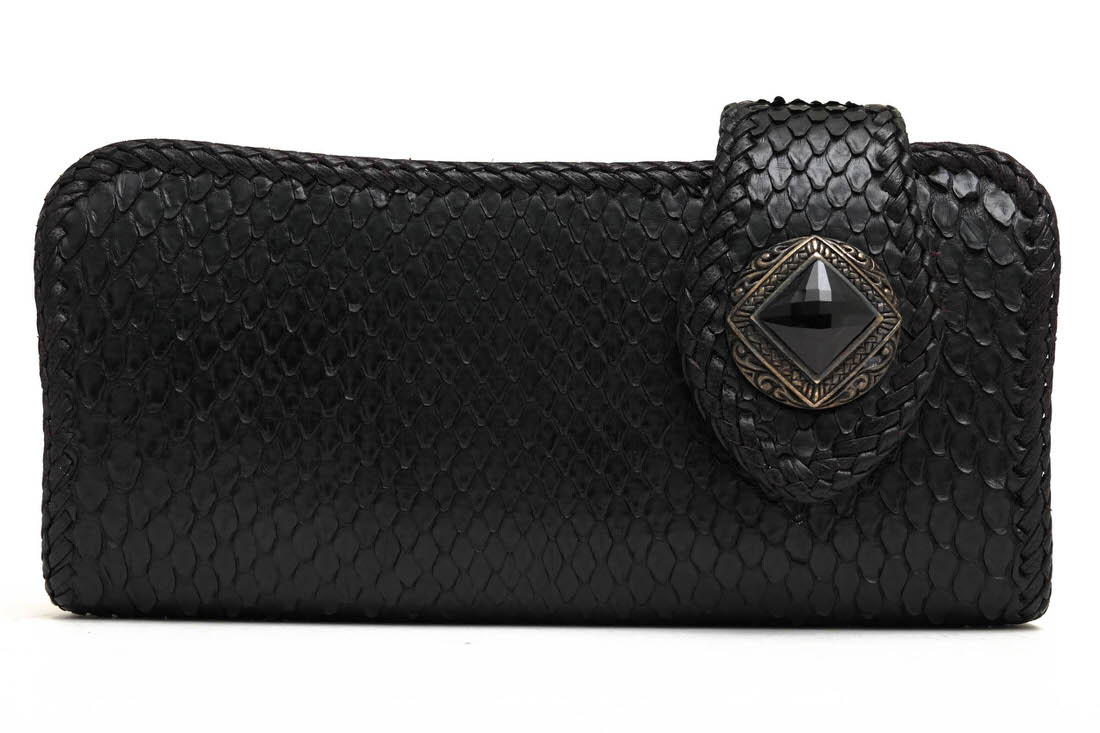 MUD MONKEY 長財布 マッドモンキー BIKERS WALLET バイカーズウォレット ダイヤモンドパイソン 牛革 サドルレザー シルバー925 バイカーズウォレット 小銭入れあり 二つ折り 【中古】