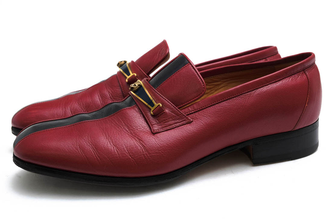 GUCCI スリッポン グッチ 510104 Goatskin Feline Ginger Loafer 山羊革 ゴートスキン レザーソール マッケイ製法 【中...
