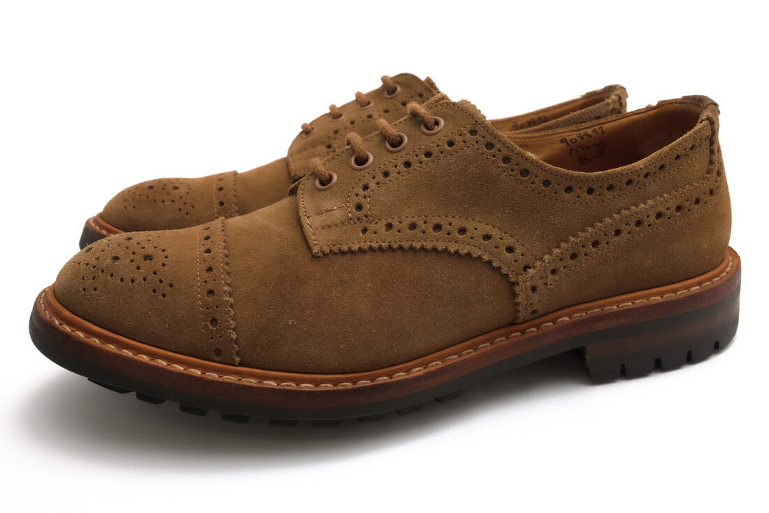 Tricker's ビジネスシューズ トリッカーズ M7047 Semi Brogue Derby Shoes Commando Sole 牛革 コマンドソール キャップトゥ グッドイヤーウェルト製法 