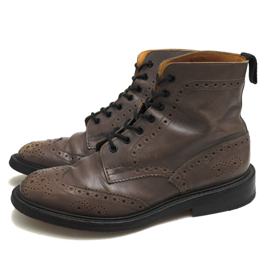 Tricker's レースアップブーツ トリッカーズ M6178 Brogue Boots Paul Smith ポールスミス別注 牛革 ダブルソール カントリーブーツ ウイングチップ 定番 グッドイヤーウェルト製法 【中古】