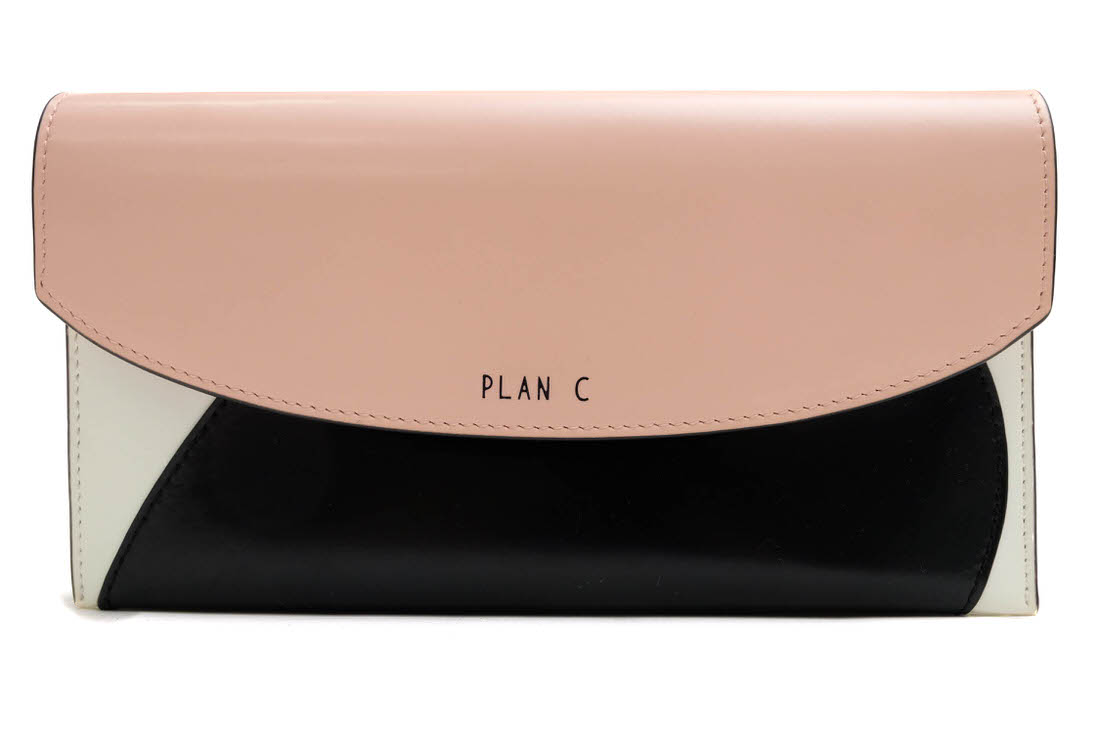 Plan C 長財布 プラン シー カラーブロック 牛革 カーフ ショルダーウォレット 小銭入れあり 【中古】