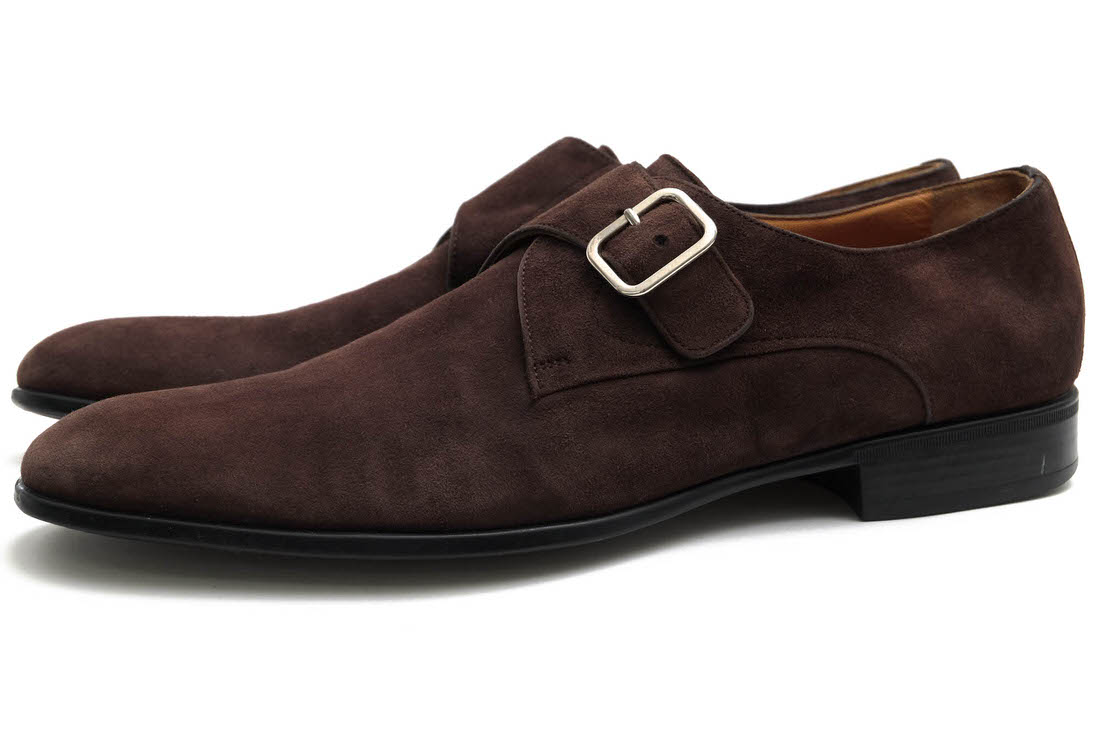 MORESCHI ビジネスシューズ モレスキー 39170 Kobe Soft Suede Monk Strap Shoes 牛革 モンクストラップ マッケイ製法 レザーソール 【中古】