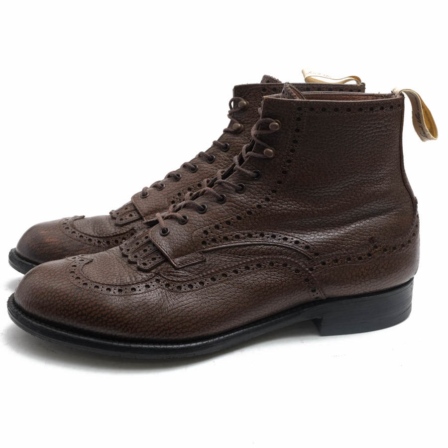 foot the coacher レースアップブーツ フットザコーチャー W WING BOOTS (CAT'S PAW SOLE) CAT'S PAWヒール ウイングチップ レザーソール 【中古】