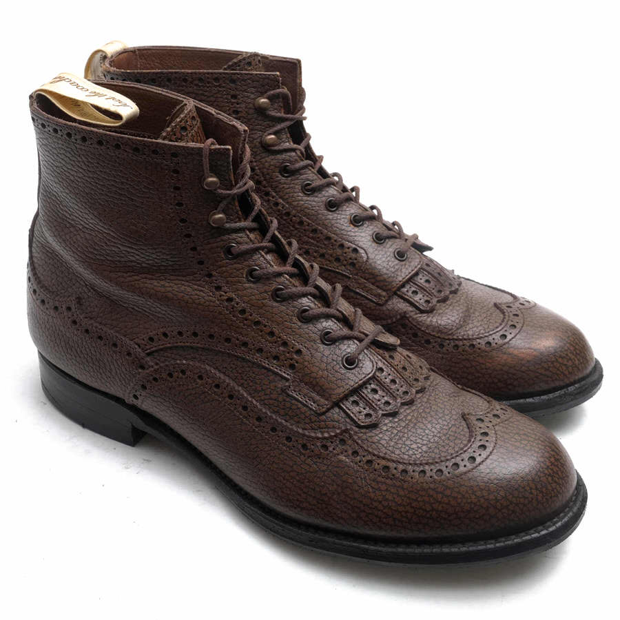 foot the coacher レースアップブーツ フットザコーチャー W WING BOOTS (CAT'S PAW SOLE) CAT'S PAWヒール ウイングチップ レザーソール 【中古】