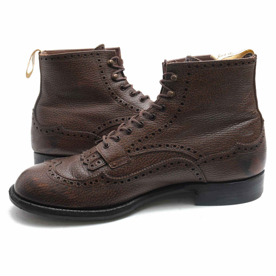 foot the coacher レースアップブーツ フットザコーチャー W WING BOOTS (CAT'S PAW SOLE) CAT'S PAWヒール ウイングチップ レザーソール 【中古】