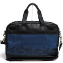 COACH ビジネスバッグ コーチ F56021 Hamilton Bag In Printed Leather ハミルトン ブルー 青 Indigo black Bandana 牛革 ペイズリー柄 2WAY ショルダーバッグ ノートPC収納可 【中古】