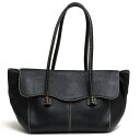 TOD'S ハンドバッグ トッズ Corniche Wave East West Satchel カーフ 牛革 フラップ式 シボ革 シュリンクレザー 肩掛け ワンショルダーバッグ 【中古】