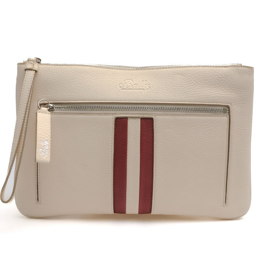 BALLY セカンドバッグ/クラッチバッグ バリー バリーストライプ カーフレザー 牛革 リストレット付き シボ革 シュリンクレザー 【中古】