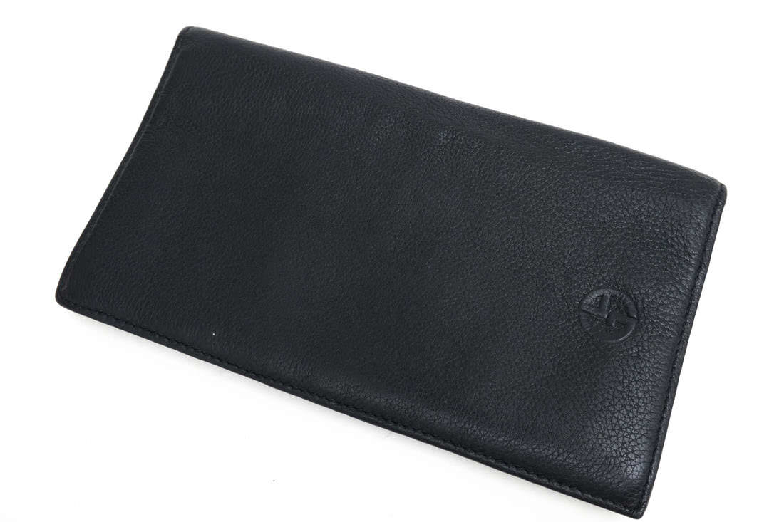 GIORGIO ARMANI 長財布 アルマーニ Y2R111-YB42J 牛革 カーフ GAロゴ 小銭入れあり シボ革 シュリンクレザー 【中古】