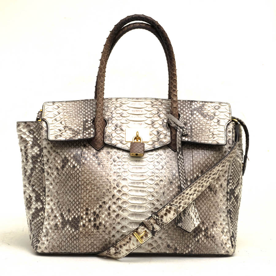 HALEINE ハンドバッグ アレンヌ 06001447r ダイヤモンドパイソン 本革 2WAY ショルダーバッグ 【中古】