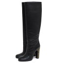 GUCCI ロングブーツ グッチ 297199 Jacquelyne Tall Boots 牛革 カーフ プレーントゥ スタッズ 【中古】