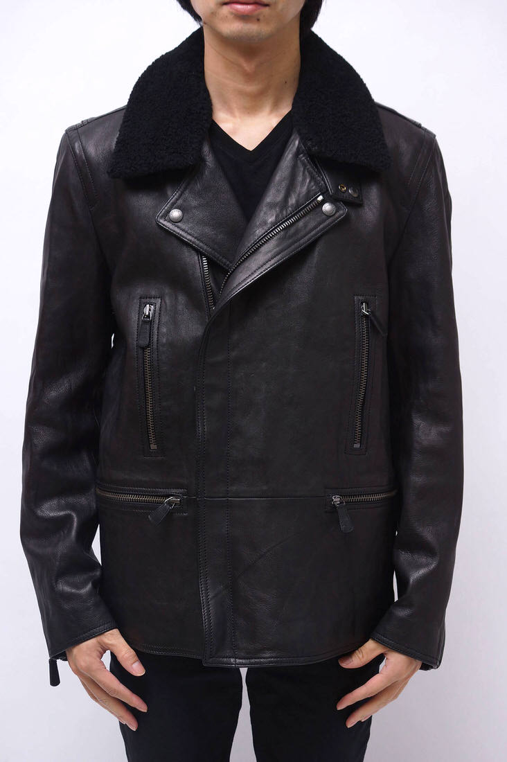 /COACH/8838555 Long Leather Moto With Shearling Collar 饤 š