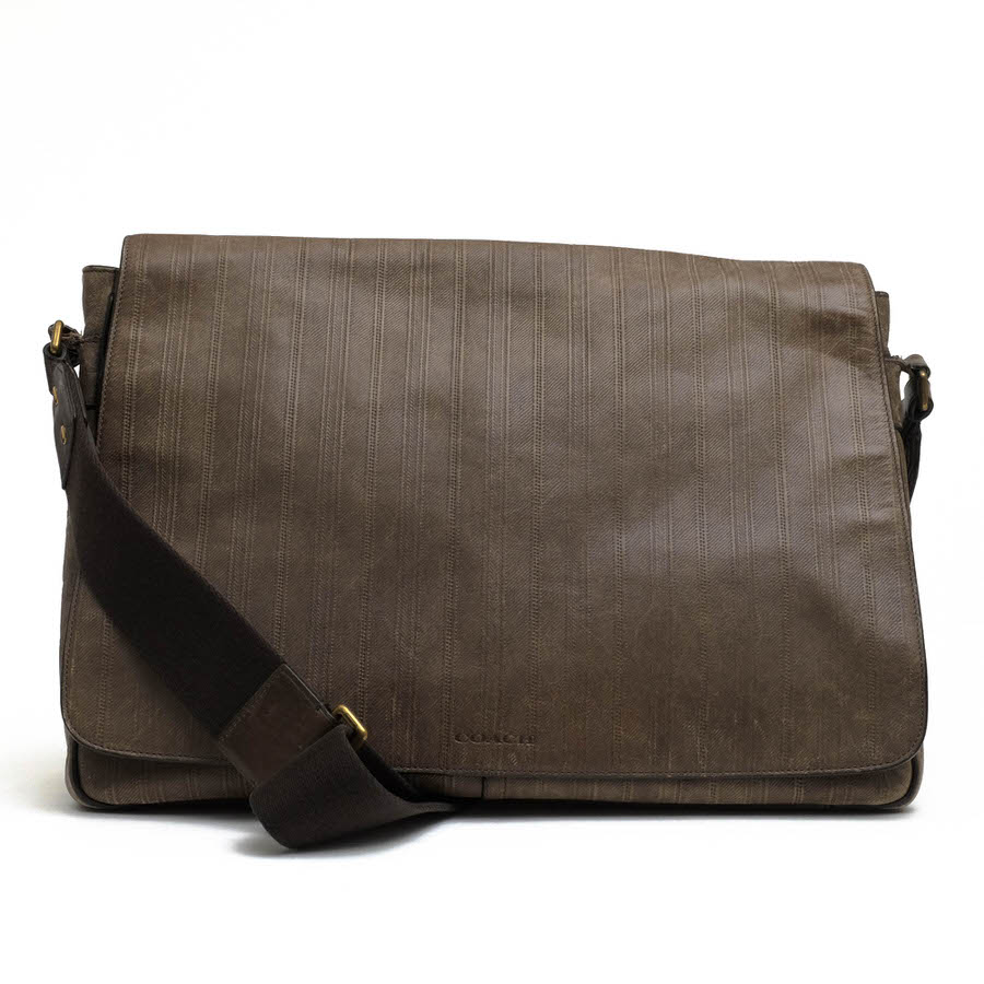コーチ/COACH/70525 Bleecker Embossed Ticking Stripe Courier Bag ブリーカー エンボスド クーリエ バッグ ショルダーバッグ 【中古】