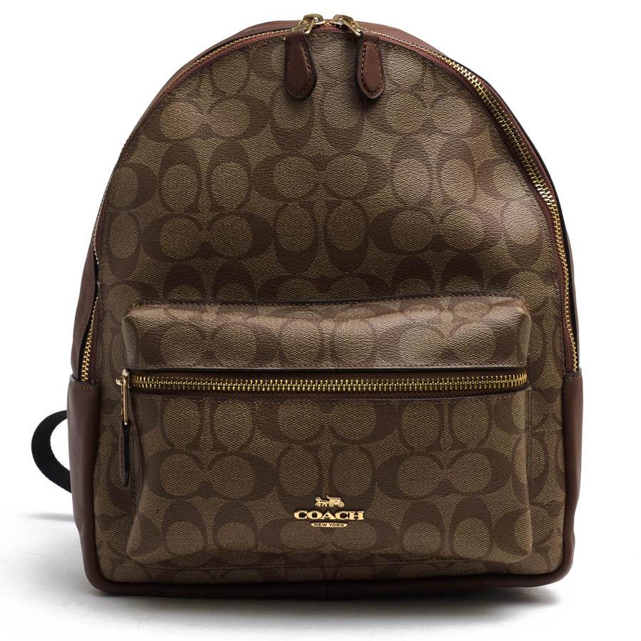 【美品】COACHコーチブラウンロゴプリントリュック 楽天市場】キャンバス リュック（ブランドコーチ）の通販