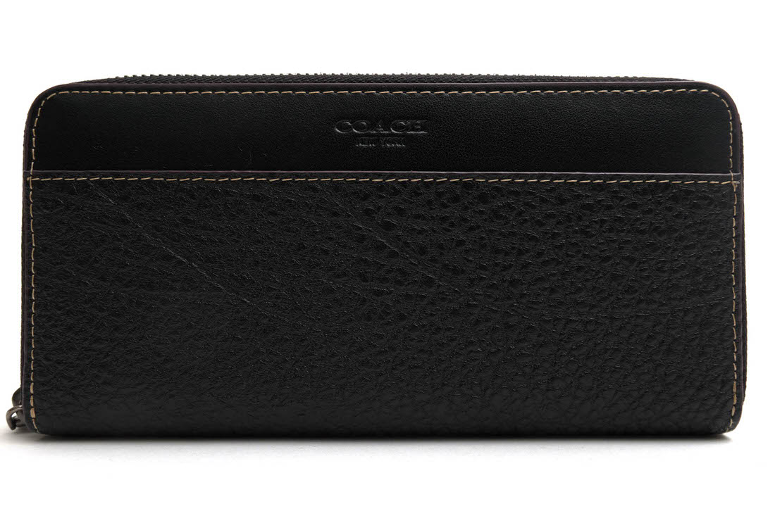 コーチ/COACH/F12130 Accordion Zip Around Wallet Textured Leather アコーディオン ジップ 長財布 【中古】