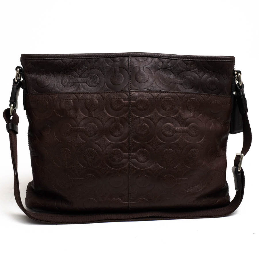 コーチ/COACH/70248 Op Art Leather Flat Crossbody Satchel オプ アート レザー ジップ トップ クロスボディ X ショルダーバッグ 【中古】