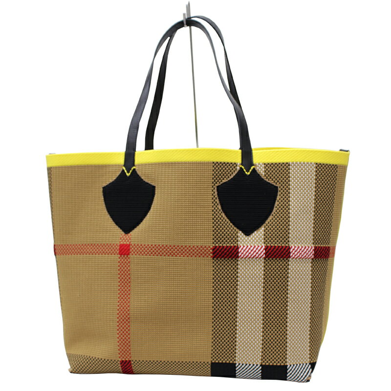 浦上店【Burberry/バーバリー】LG　ジャイアントトート　トートバッグエンブエム　ジャイアントチェック　イエロー8006521　メンズ　レディース　【新古品・未使用】【送料無料】楽天