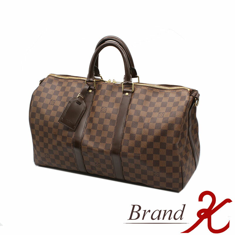 浜町店【LOUIS VUITTON/ルイヴィトン】ダミエ キーポル バンドリエール 45N41428　 ボストンバッグ　旅行カバン　ショルダー付　LVメンズ　レディース　LV【中古・美品】【送料無料】楽天