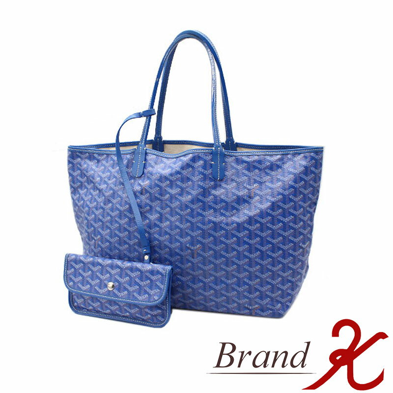 浜町店【GOYARD/ゴヤール】SAINT LOUIS PM / サンルイ PM　ブルー　トワル・ゴヤール　トートバッグ　ショルダー　ポーチ付き　ヘリンボーン柄【中古品】【送料無料】楽天