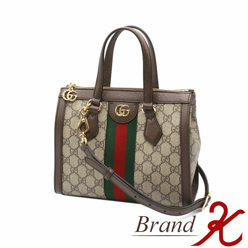 浜町店【GUCCI/グッチ】オフィディア　GGスモールトートバッグ　5475512WAY　ショルダーバッグ　ベージュ　エボニー　ウェブストライプ　ゴールド金具クロスボディ　レディース【中古品・ほぼ新品】【送料無料】楽天