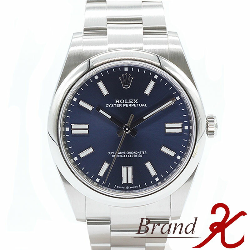 限定SALE♪浜町店【ROLEX/ロレックス】OYSTER PERPETUAL/オイスターパーペチュアル 41124300　ランダム番　ブライトブルー文字盤AT 自動巻 SS　メンズ　腕時計　磨き仕上げ済み　【中古・美品】楽天