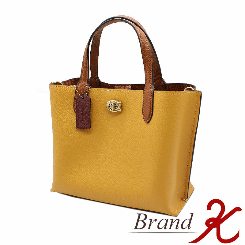 【 COACH / コーチ 】ウィロウ トート 24 カラーブロック C8561イエロー ブラウン 2WAY ハンドバッグ クロスボディ レディース 【中古品・美品】【送料無料】楽天 BRAND K 浜町店
