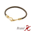 【 HERMES / エルメス 】 ジャンボ ブレスレットゴールド金具 ブラウンベージュ アクセサリー ファッション 小物 サイズ15.5cm レザー レディ...