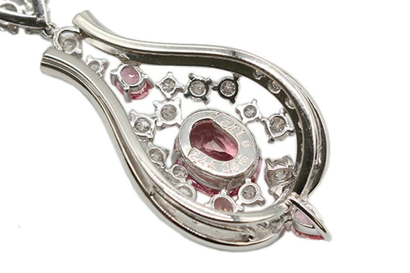 ノーブランド Pt 900 パパラチア サファイア 2.44ct ダイヤ 1.72ct ネックレスピンクオレンジ ダイヤモンド brandk-10004997 Brand K サンプル画像2
