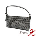 【 FENDI / フェンディ 】ズッキーノ柄 ミニ ハンドバッグFF グレー ブラック キャンバスレザー シルバー金具 アクセサリーポーチ ワンショルダー バッグ レディース 【中古品】【送料無料】楽天 BRAND K 浜町店