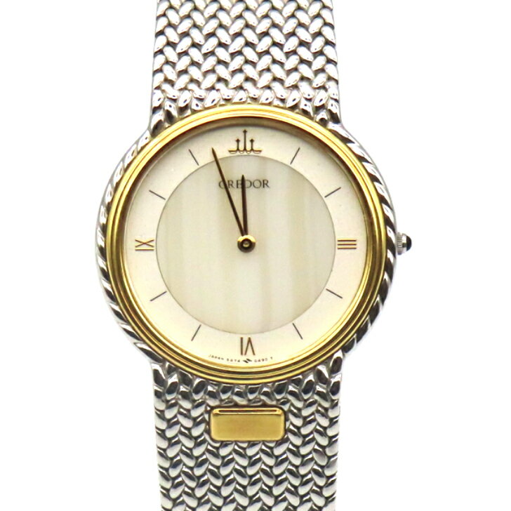 【本物保証】SEIKO セイコー クレドール 5A74-0240 クォーツ K18YG/SS サードニクスアイボリー文字盤 メンズ 腕時計 送料無料 保証6ヵ月 【中古品】