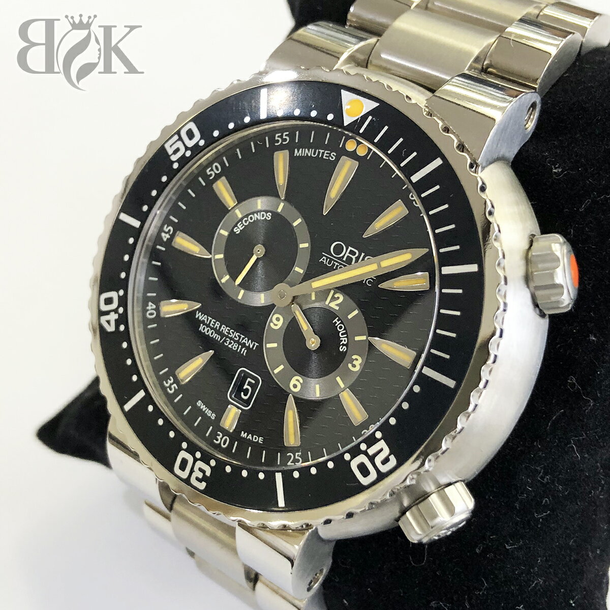 オリス マイスタータオハー 01 649 7610 7164 ダイバーズ デイト レギュレーター黒文字盤 自動巻き オートマ ORIS ♭ ∞【中古】