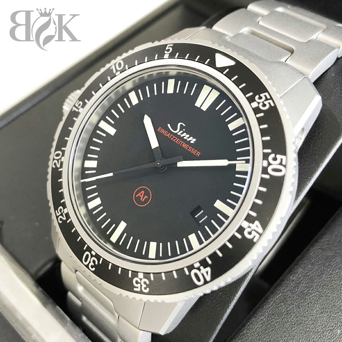 ジン 703 EZM3.F デイト ミッションタイマーEZM ステンレスベルト 自動巻き 腕時計 Sinn ♭ ∞【中古】