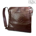 ロエベ アナグラム ロゴ ショルダーバッグ レザー ダークブラウン LOEWE エントルピー鑑定書付き ∞【中古】