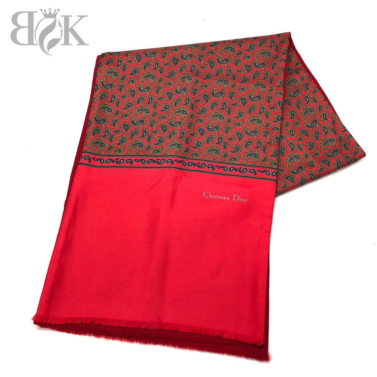 Christian Dior クリスチャンディオール マフラー レディース レッド系 シルク100％/ウール100％ 中古 ＋【中古】