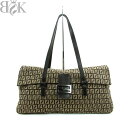 美品 フェンディ ズッキーノ トートバッグ ズッカ柄 8BR327 ブラウン系 ブラックシルバー金具 FENDI 〓 【中古】