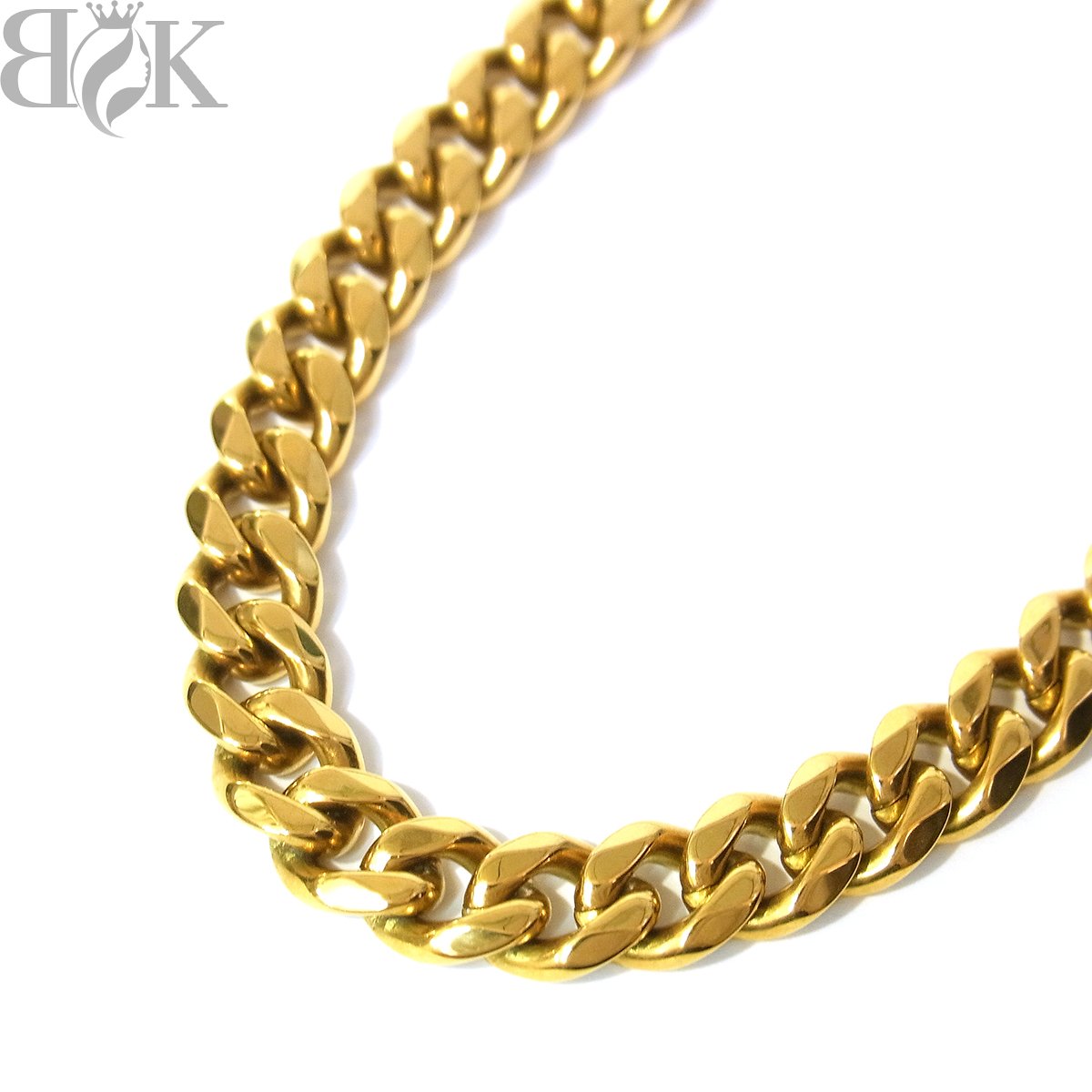 ポリス 喜平チェーン ネックレス シンプル ステンレス イエローゴールドカラー 全長約53.0cm 超音波洗浄済み POLICE 〓 【中古】