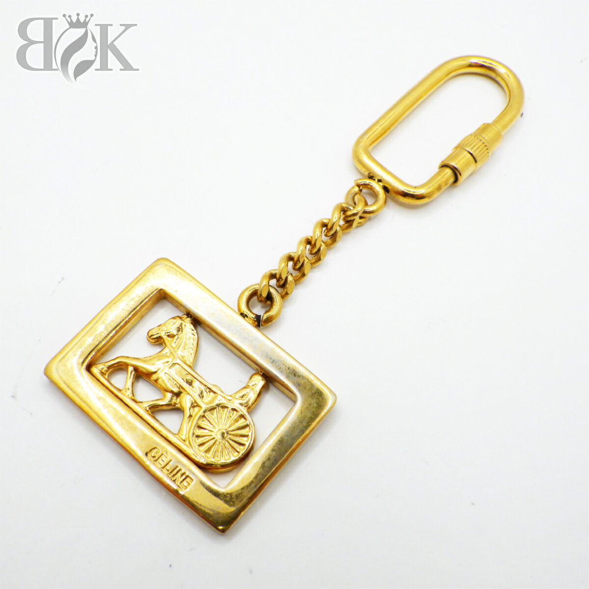 セリーヌ キーホルダー 馬車 ホースキャリッジ ゴールドカラー ●【中古】